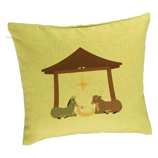 Perna Decorativa cu tematica de Craciun, Nasterea Sperantei, 40x40 cm, Verde, Husa Detasabila, Burduf 5 Perna Decorativa cu tematica de Craciun