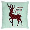 Perna Decorativa cu tematica de Craciun, Ren si Text 4, 40x40 cm, Verde Menta, Husa Detasabila, Burduf 7 Perna Decorativa cu tematica de Craciun