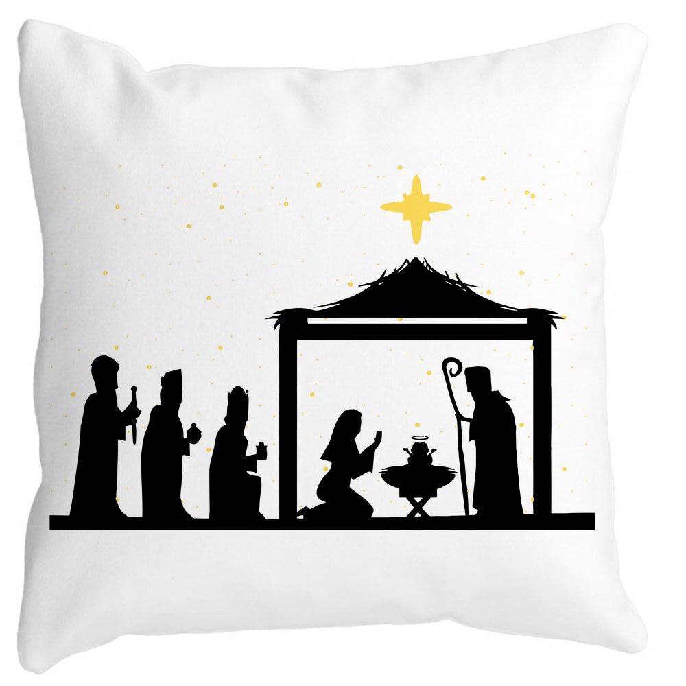 Perna Decorativa cu tematica de Craciun, Sarbatoarea Nasterii 2, 40x40 cm, Alba, Mata, Husa Detasabila, Burduf 3 Perna Decorativa cu tematica de Craciun