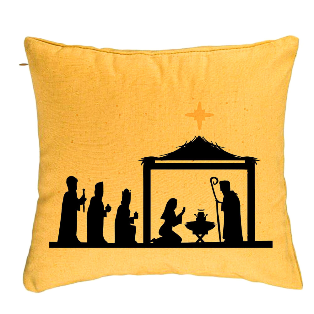 Perna Decorativa cu tematica de Craciun, Sarbatoarea Nasterii 2, 40x40 cm, Galben, Husa Detasabila, Burduf 5 Perna Decorativa cu tematica de Craciun