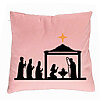 Perna Decorativa cu tematica de Craciun, Sarbatoarea Nasterii 2, 40x40 cm, Roz, Husa Detasabila, Burduf 7 Perna Decorativa cu tematica de Craciun