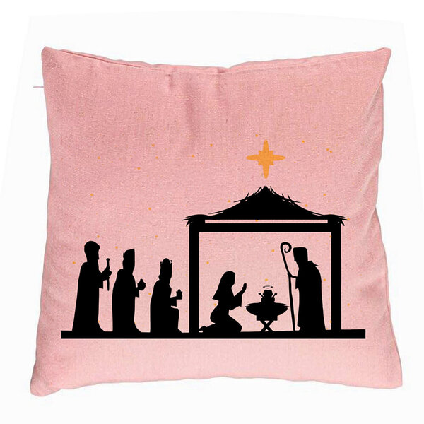 Perna Decorativa cu tematica de Craciun, Sarbatoarea Nasterii 2, 40x40 cm, Roz, Husa Detasabila, Burduf 5 Perna Decorativa cu tematica de Craciun