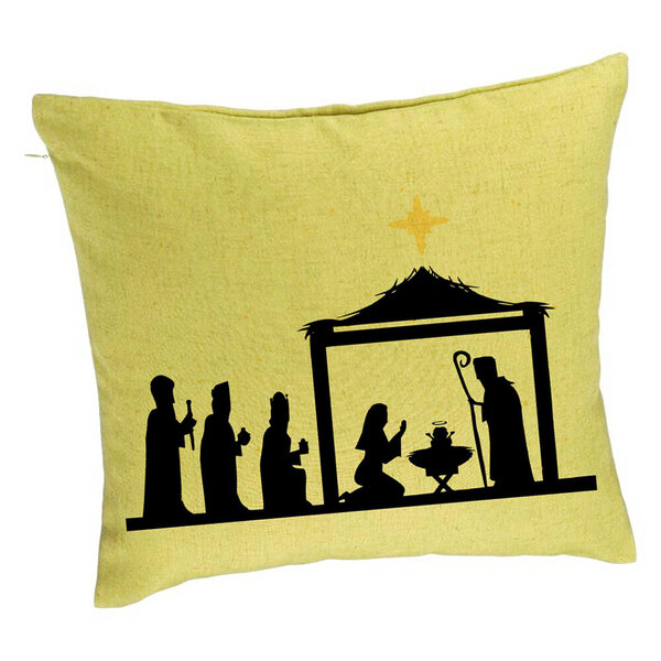 Perna Decorativa cu tematica de Craciun, Sarbatoarea Nasterii 2, 40x40 cm, Verde, Husa Detasabila, Burduf 11 40x40 cm