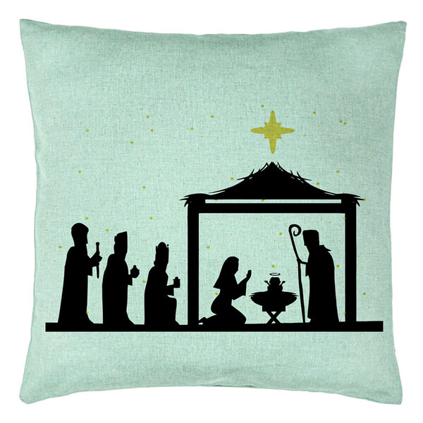 Perna Decorativa cu tematica de Craciun, Sarbatoarea Nasterii 2, 40x40 cm, Verde Menta, Husa Detasabila, Burduf 5 Perna Decorativa cu tematica de Craciun