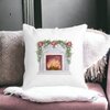Perna Decorativa cu tematica de Craciun, Semineu, 40x40 cm, Alba, Mata, Husa Detasabila, Burduf 17 Semineu