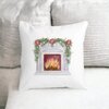 Perna Decorativa cu tematica de Craciun, Semineu, 40x40 cm, Alba, Mata, Husa Detasabila, Burduf 18 40x40 cm