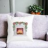 Perna Decorativa cu tematica de Craciun, Semineu, 40x40 cm, Alba, Mata, Husa Detasabila, Burduf 19 Alba