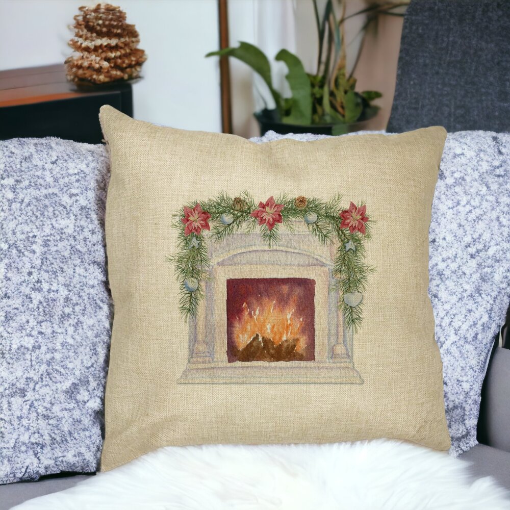 Perna Decorativa cu tematica de Craciun, Semineu, 40x40 cm, Husa Detasabila, Burduf 16 Perna Decorativa cu tematica de Craciun Semineu 40x40 cm Husa Detasabila Burduf bsc0394 5