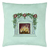 Perna Decorativa cu tematica de Craciun, Semineu, 40x40 cm, Verde Menta, Husa Detasabila, Burduf 22 Perna Decorativa cu tematica de Craciun