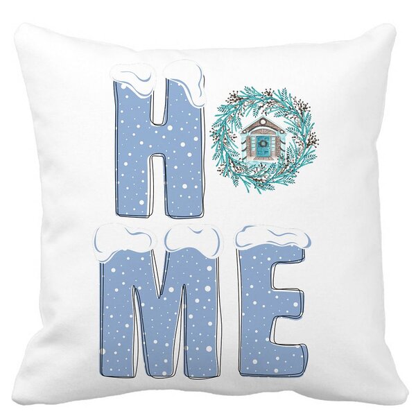 Perna Decorativa de Craciun, HOME, 40x40 cm, Alba, Mata, Husa Detasabila, Burduf 11 Perna Decorativa de Craciun