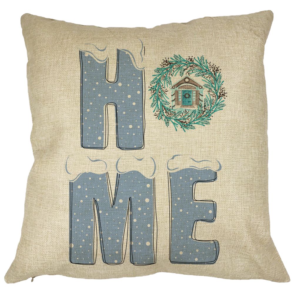 Perna Decorativa de Craciun, HOME, 40x40 cm, Husa Detasabila, Burduf 23 Perna Decorativa de Craciun