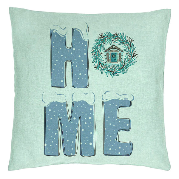 Perna Decorativa de Craciun, HOME, 40x40 cm, Verde Menta, Husa Detasabila, Burduf 15 Perna Decorativa de Craciun
