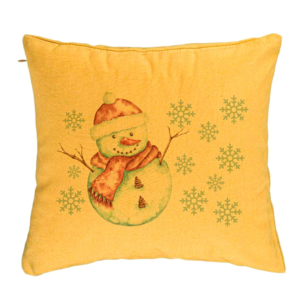 Perna Decorativa de Craciun Om de Zapada, 1, 40x40 cm, Galben, Husa Detasabila, Burduf 5 Perna Decorativa de Craciun Om de Zapada