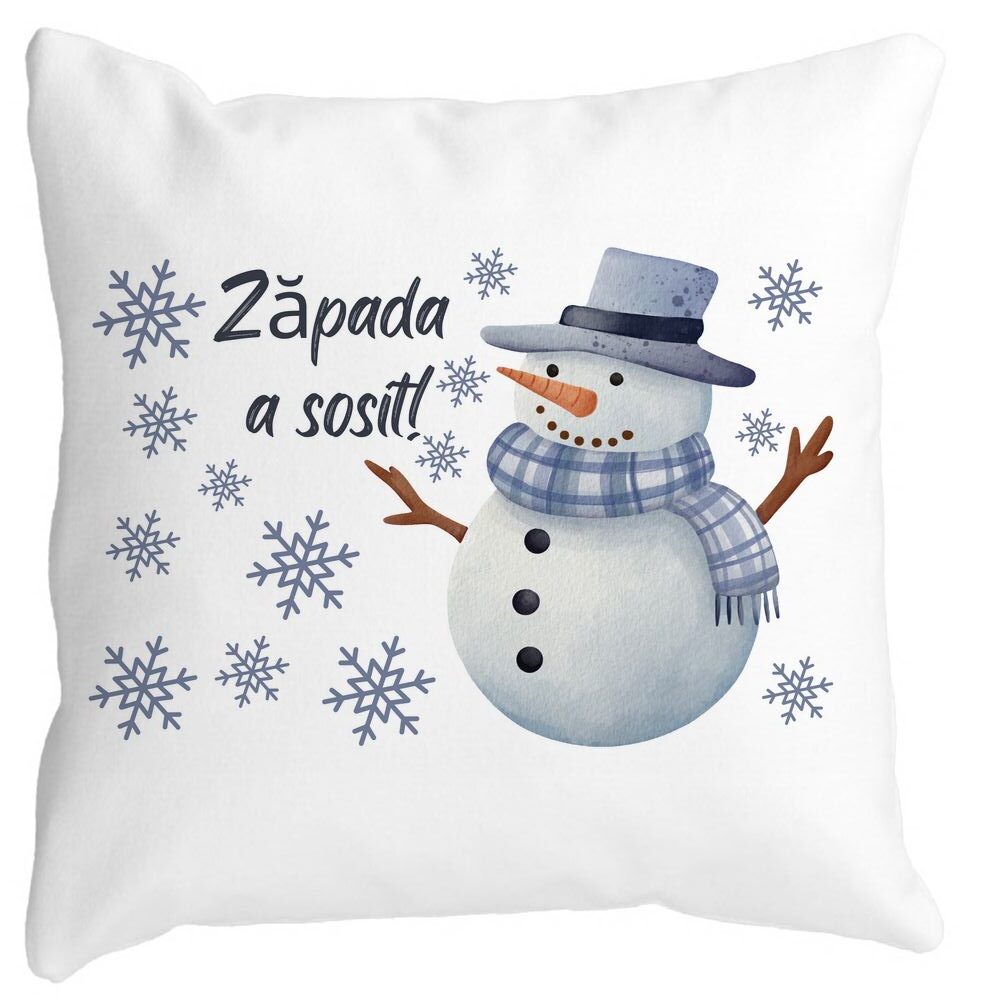 Perna Decorativa de Craciun Om de Zapada si Text 2, 40x40 cm, Alba, Mata, Husa Detasabila, Burduf 3 Perna Decorativa de Craciun Om de Zapada si Text 2