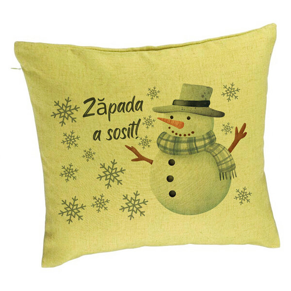 Perna Decorativa de Craciun Om de Zapada si Text 2, 40x40 cm, Verde, Husa Detasabila, Burduf 5 Perna Decorativa de Craciun Om de Zapada si Text 2