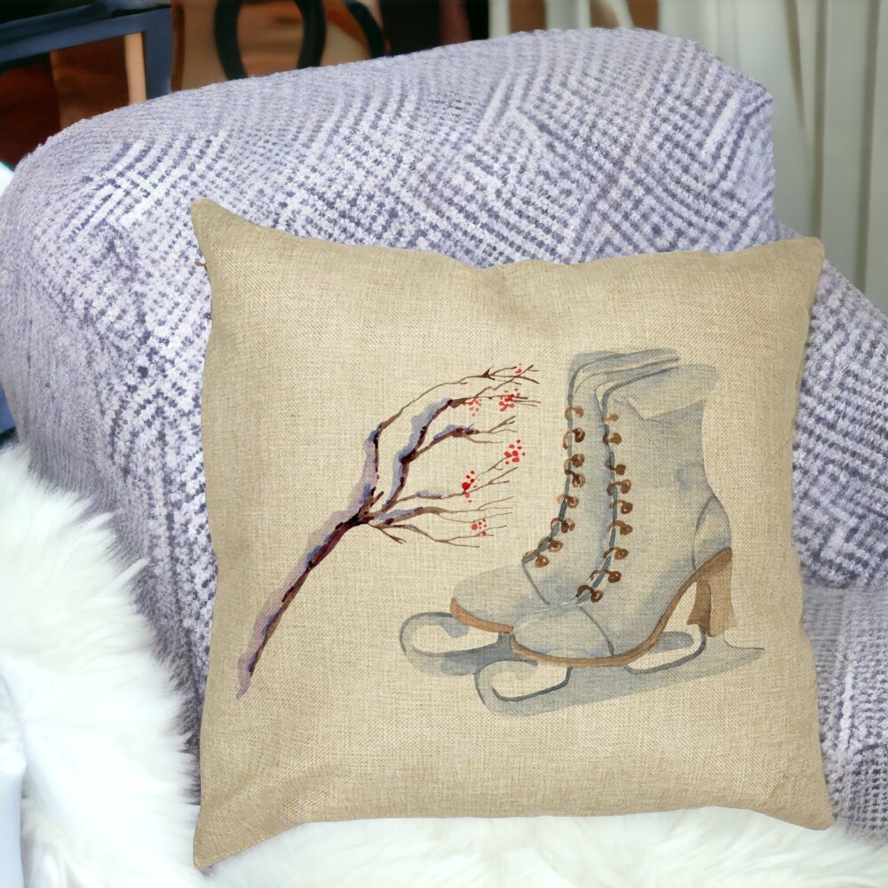 Perna Decorativa de Craciun, Patine gheata, 1, 40x40 cm, Husa Detasabila, Burduf 14 40x40 cm