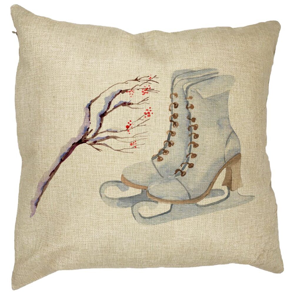 Perna Decorativa de Craciun, Patine gheata, 1, 40x40 cm, Husa Detasabila, Burduf 13 Perna Decorativa de Craciun