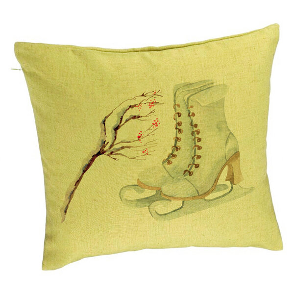 Perna Decorativa de Craciun, Patine gheata, 1, 40x40 cm, Verde, Husa Detasabila, Burduf 5 Perna Decorativa de Craciun