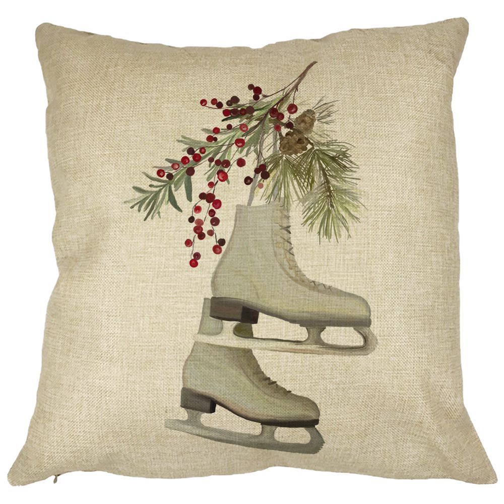 Perna Decorativa de Craciun, Patine gheata, 2, 40x40 cm, Husa Detasabila, Burduf 21 Perna Decorativa de Craciun