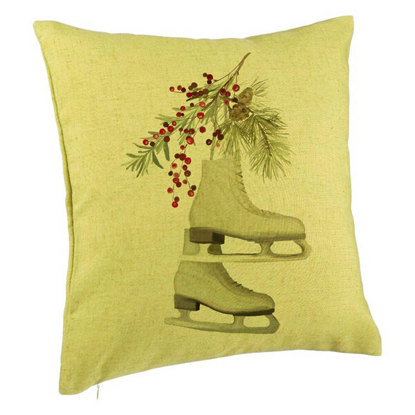 Perna Decorativa de Craciun, Patine gheata, 2, 40x40 cm, Verde, Husa Detasabila, Burduf 5 Perna Decorativa de Craciun