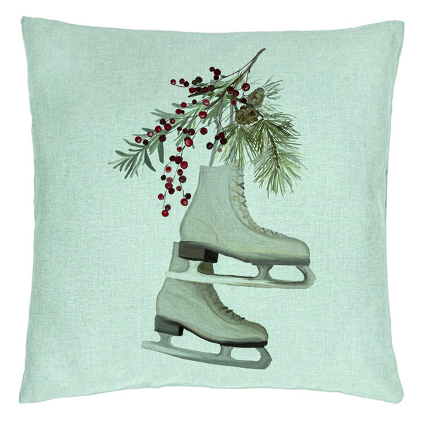 Perna Decorativa de Craciun, Patine gheata, 2, 40x40 cm, Verde Menta, Husa Detasabila, Burduf 15 Perna Decorativa de Craciun