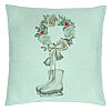 Perna Decorativa de Craciun, Patine gheata si Coronita, 40x40 cm, Verde Menta, Husa Detasabila, Burduf 22 Perna Decorativa de Craciun