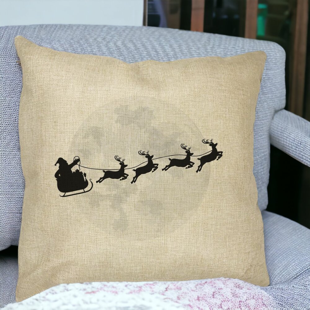 Perna Decorativa de Craciun Reni la Sanie, 40x40 cm, Husa Detasabila, Burduf 15 Perna Decorativa de Craciun Reni la Sanie 40x40 cm Husa Detasabila Burduf bsc0389 4