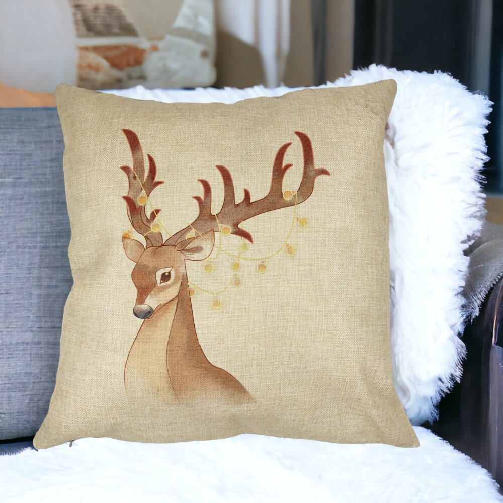 Perna Decorativa de Craciun cu Ren, 1, 40x40 cm, Husa Detasabila, Burduf 16 Perna Decorativa de Craciun cu Ren 1 40x40 cm Husa Detasabila Burduf bsc0421 5