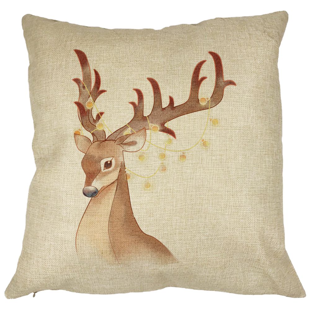 Perna Decorativa de Craciun cu Ren, 1, 40x40 cm, Husa Detasabila, Burduf 13 Perna Decorativa de Craciun cu Ren