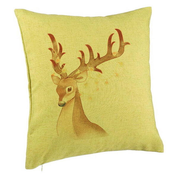 Perna Decorativa de Craciun cu Ren, 1, 40x40 cm, Verde, Husa Detasabila, Burduf 5 Perna Decorativa de Craciun cu Ren