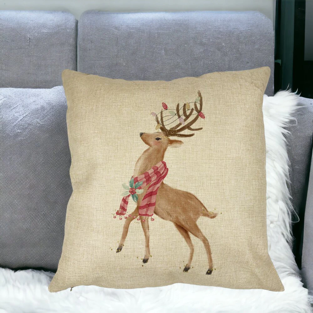 Perna Decorativa de Craciun cu Ren, 2, 40x40 cm, Husa Detasabila, Burduf 16 Perna Decorativa de Craciun cu Ren 2 40x40 cm Husa Detasabila Burduf bsc0435 5
