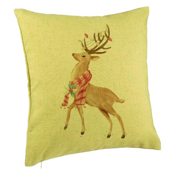 Perna Decorativa de Craciun cu Ren, 2, 40x40 cm, Verde, Husa Detasabila, Burduf 5 Perna Decorativa de Craciun cu Ren