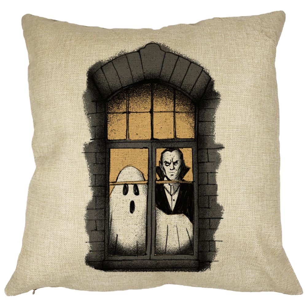 Perna Decorativa de Halloween Fantoma si Vampir, 40x40 cm, Husa Detasabila, Burduf 13 Perna Decorativa de Halloween Fantoma si Vampir