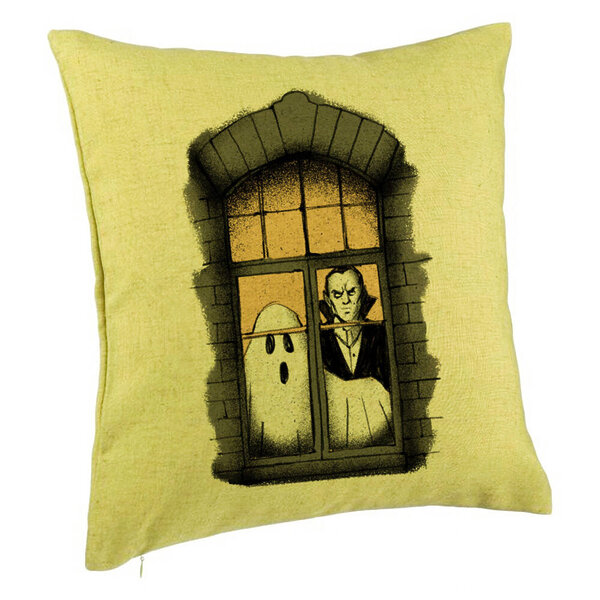 Perna Decorativa de Halloween Fantoma si Vampir, 40x40 cm, Verde, Husa Detasabila, Burduf 5 Perna Decorativa de Halloween Fantoma si Vampir