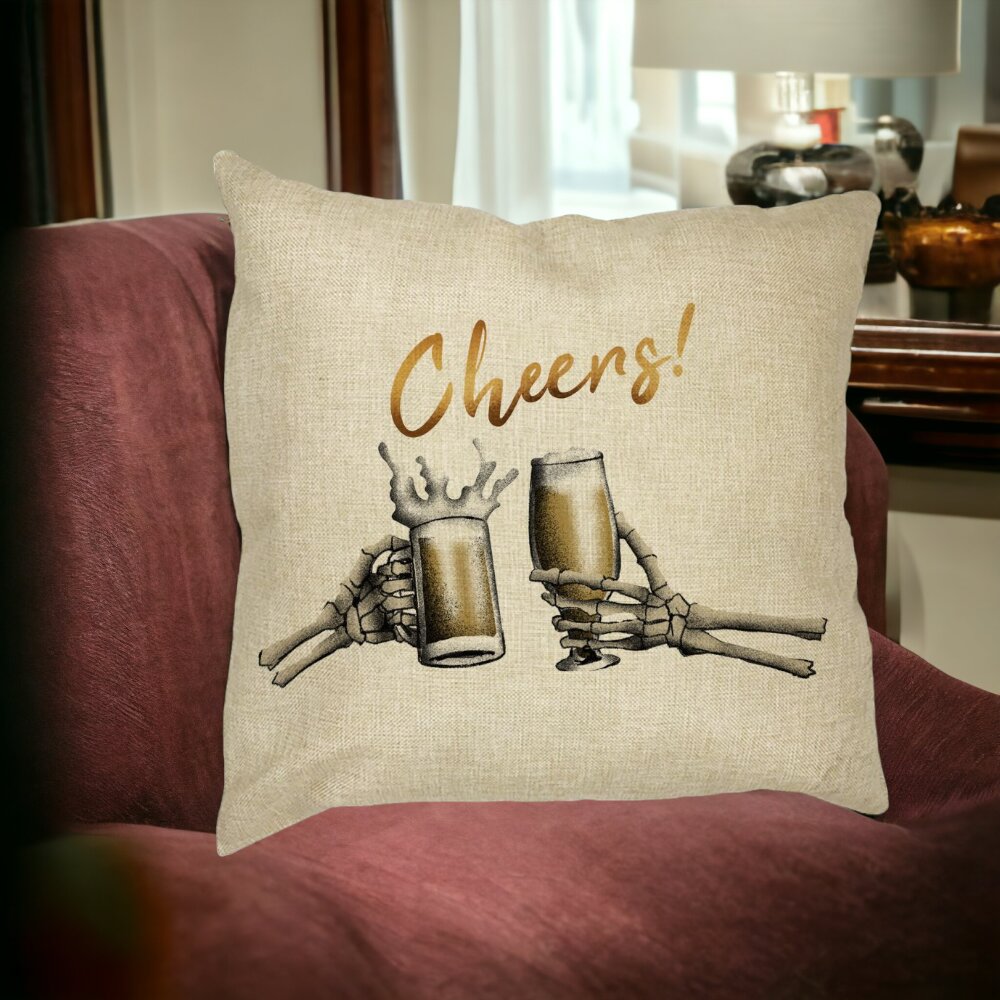 Perna Decorativa de Halloween si Text Cheers, 40x40 cm, Husa Detasabila, Burduf 14 Burduf
