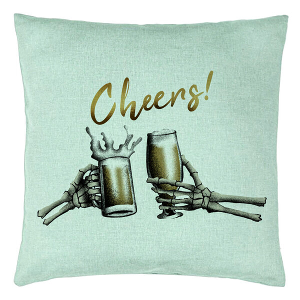 Perna Decorativa de Halloween si Text Cheers, 40x40 cm, Verde Menta, Husa Detasabila, Burduf 5 Perna Decorativa de Halloween si Text Cheers