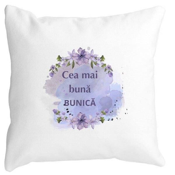 Perna Decorativa pentru Bunica 1, 40x40 cm, Alba, Mata, Husa Detasabila, Burduf 3 Perna Decorativa pentru Bunica 1