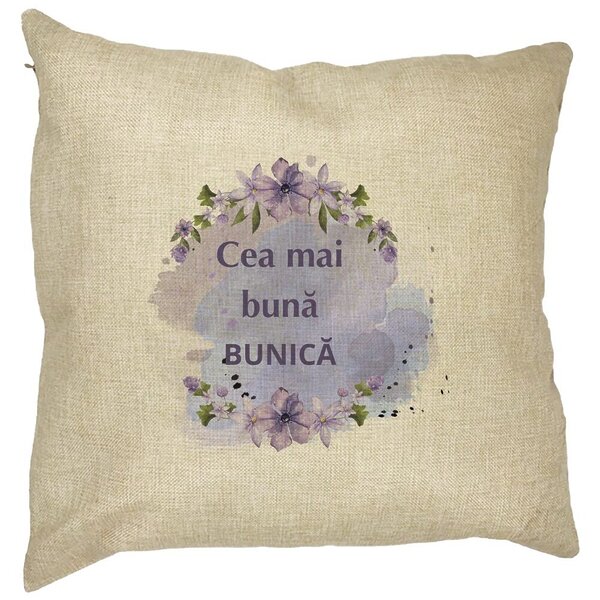 Perna Decorativa pentru Bunica 1, 40x40 cm, Husa Detasabila, Burduf 11 Perna Decorativa pentru Bunica 1