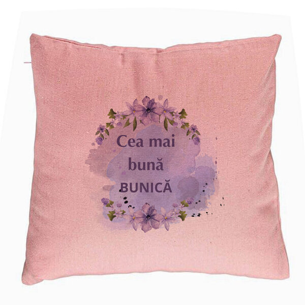 Perna Decorativa pentru Bunica 1, 40x40 cm, Roz, Husa Detasabila, Burduf 5 Perna Decorativa pentru Bunica 1