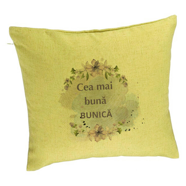 Perna Decorativa pentru Bunica 1, 40x40 cm, Verde, Husa Detasabila, Burduf 5 Perna Decorativa pentru Bunica 1