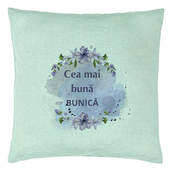 Perna Decorativa pentru Bunica 1, 40x40 cm, Verde Menta, Husa Detasabila, Burduf 5 Perna Decorativa pentru Bunica 1