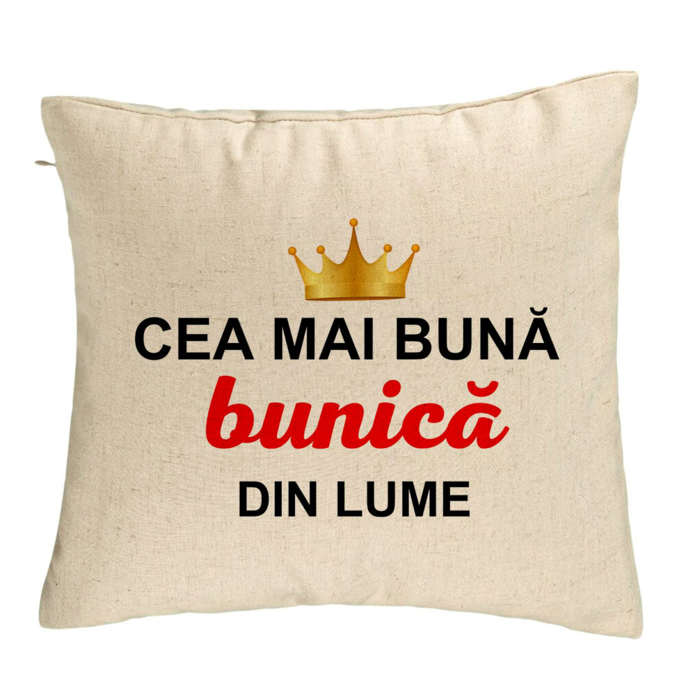 Perna Decorativa pentru Bunica 10, 40x40 cm, Bej, Husa Detasabila, Burduf 5 Perna Decorativa pentru Bunica 10