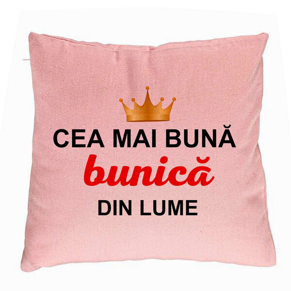 Perna Decorativa pentru Bunica 10, 40x40 cm, Roz, Husa Detasabila, Burduf 5 Perna Decorativa pentru Bunica 10