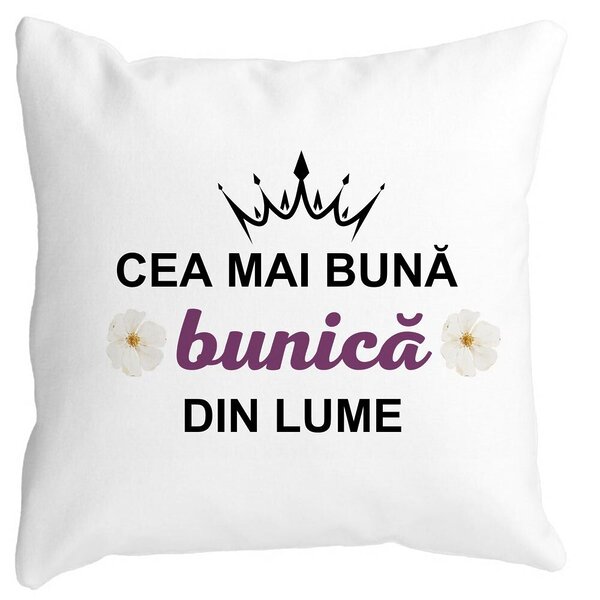 Perna Decorativa pentru Bunica 11, 40x40 cm, Alba, Mata, Husa Detasabila, Burduf 3 Perna Decorativa pentru Bunica 11