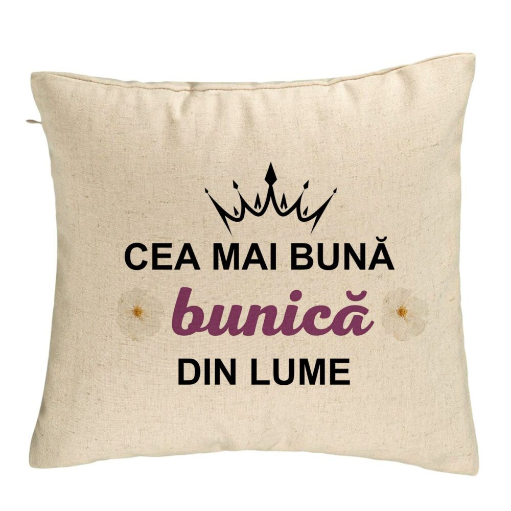 Perna Decorativa pentru Bunica 11, 40x40 cm, Bej, Husa Detasabila, Burduf 5 Perna Decorativa pentru Bunica 11