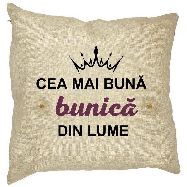 Perna Decorativa pentru Bunica 11, 40x40 cm, Husa Detasabila, Burduf 11 Perna Decorativa pentru Bunica 11