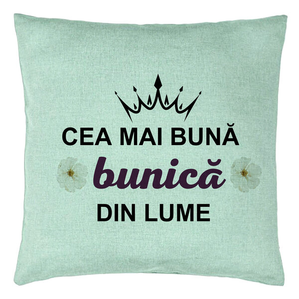 Perna Decorativa pentru Bunica 11, 40x40 cm, Verde Menta, Husa Detasabila, Burduf 5 Perna Decorativa pentru Bunica 11