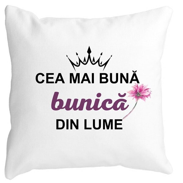 Perna Decorativa pentru Bunica 12, 40x40 cm, Alba, Mata, Husa Detasabila, Burduf 3 Perna Decorativa pentru Bunica 12