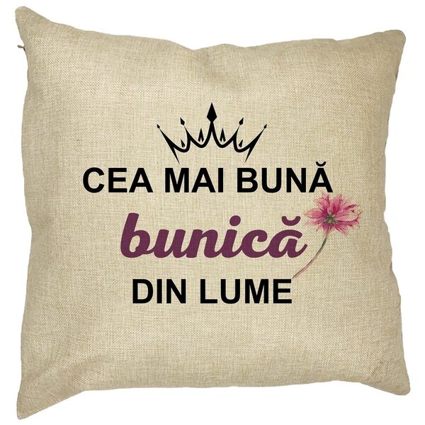 Perna Decorativa pentru Bunica 12, 40x40 cm, Husa Detasabila, Burduf 11 Perna Decorativa pentru Bunica 12