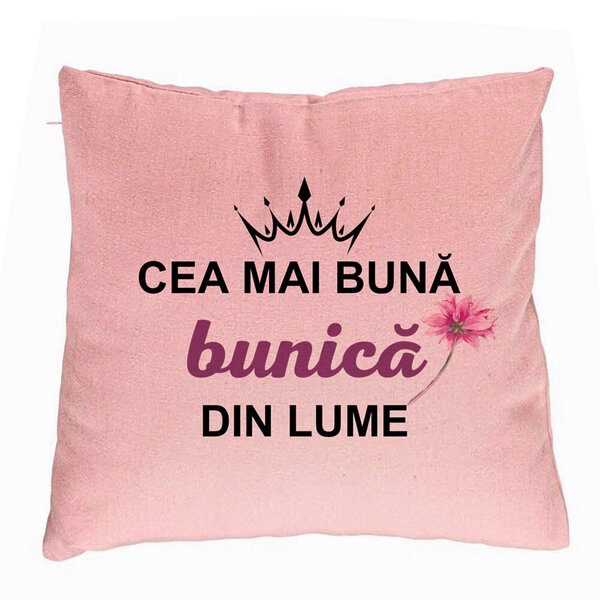 Perna Decorativa pentru Bunica 12, 40x40 cm, Roz, Husa Detasabila, Burduf 5 Perna Decorativa pentru Bunica 12